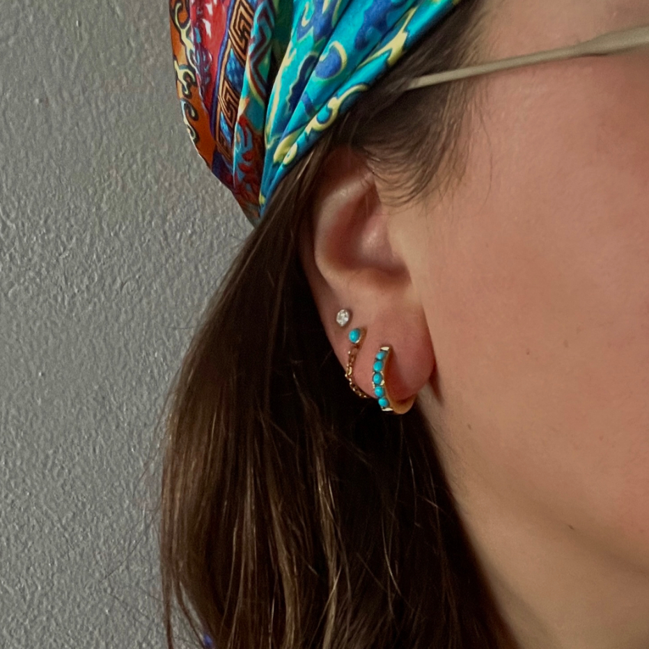 Chain Huggie Hoop Earrings