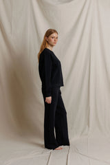 Oversized Ziggy Reverse Fleece Crew Neck Sweatshirt - True Black