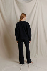 Oversized Ziggy Reverse Fleece Crew Neck Sweatshirt - True Black