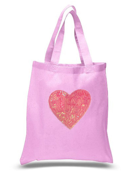 Beach Bag with Sequin Heart