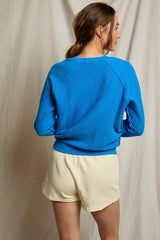 PerfectWhiteTee - Ziggy Reverse Fleece Crew Sweatshirt - Cobalt