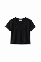Reed Textured Jersey V Neck Tee - Vintage Black