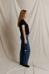 Reed Textured Jersey V Neck Tee - Vintage Black