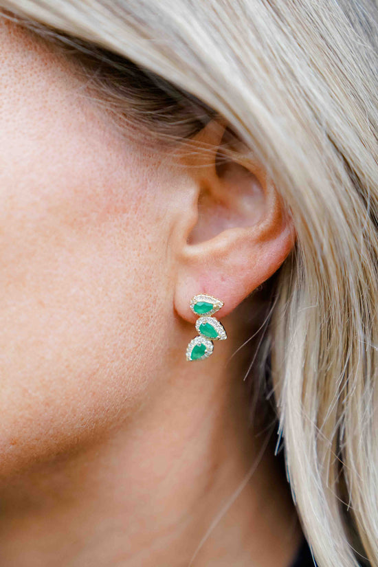 Orchard Green Tri-stone Earrings for Women