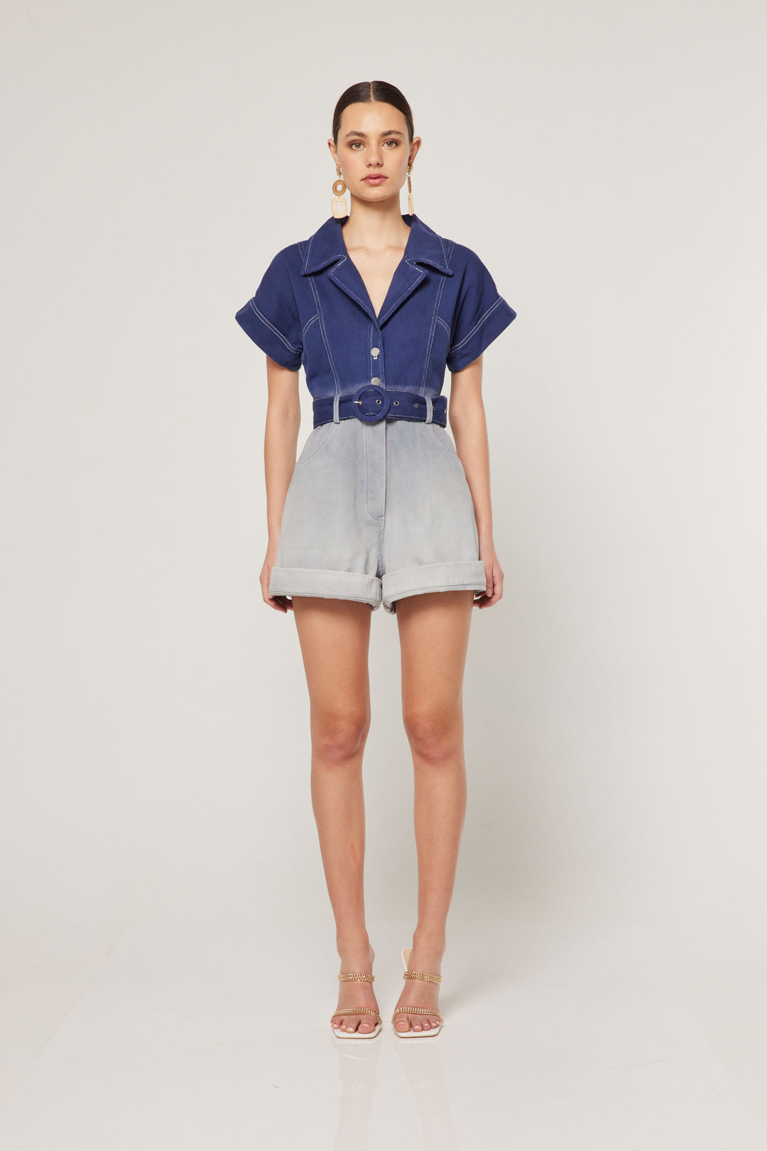 Load image into Gallery viewer, Leto Playsuit, Navy Ombre
