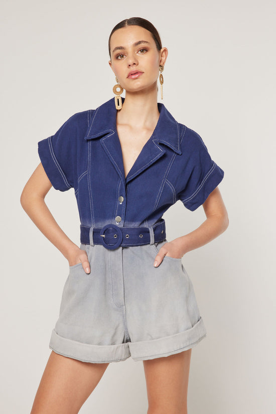 Load image into Gallery viewer, Leto Playsuit, Navy Ombre
