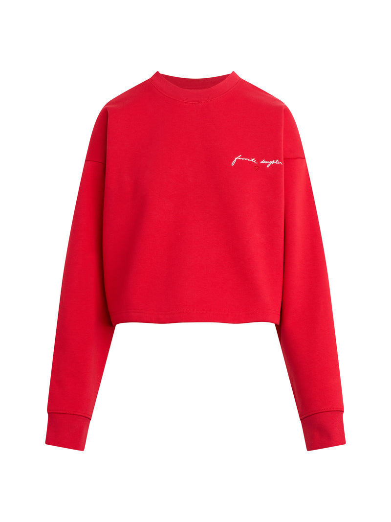 Favorite Daughter - The Cropped Signature Sweatshirt - Rouge Red