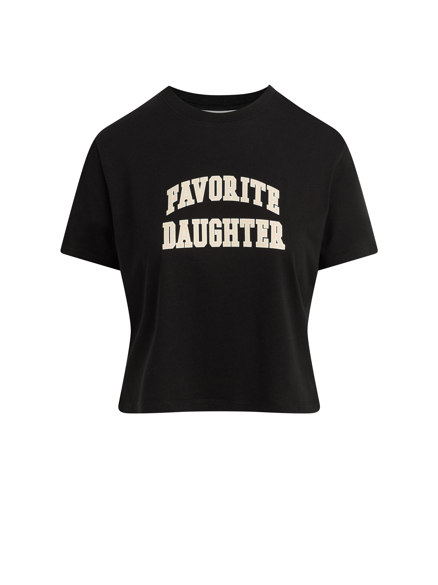 Favorite Daughter - The Cropped Collegiate Tee - Black/Pale Pink