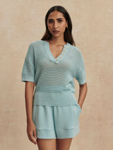 Varley - Callie Knit Top - Porcelain Blue