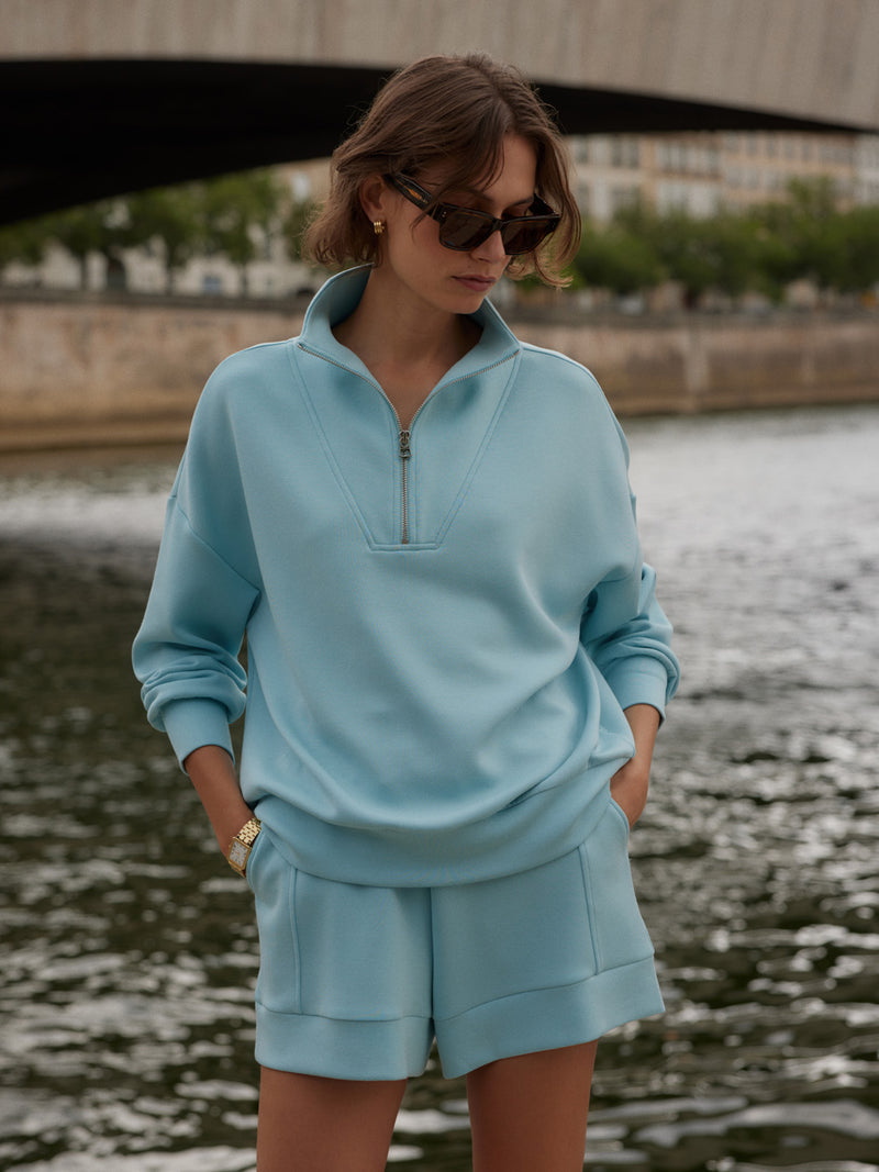 Varley - Hawley Half Zip Sweat - Porcelain Blue