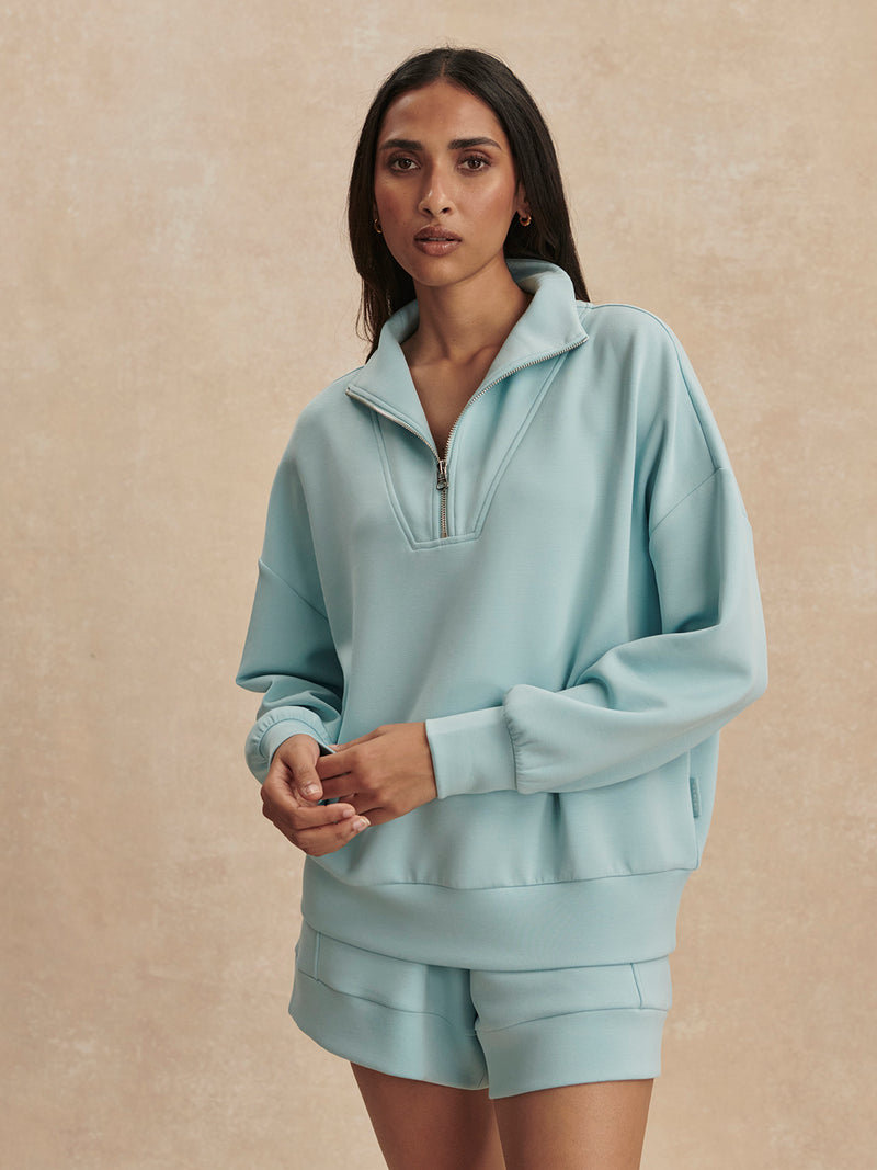 Varley - Hawley Half Zip Sweat - Porcelain Blue