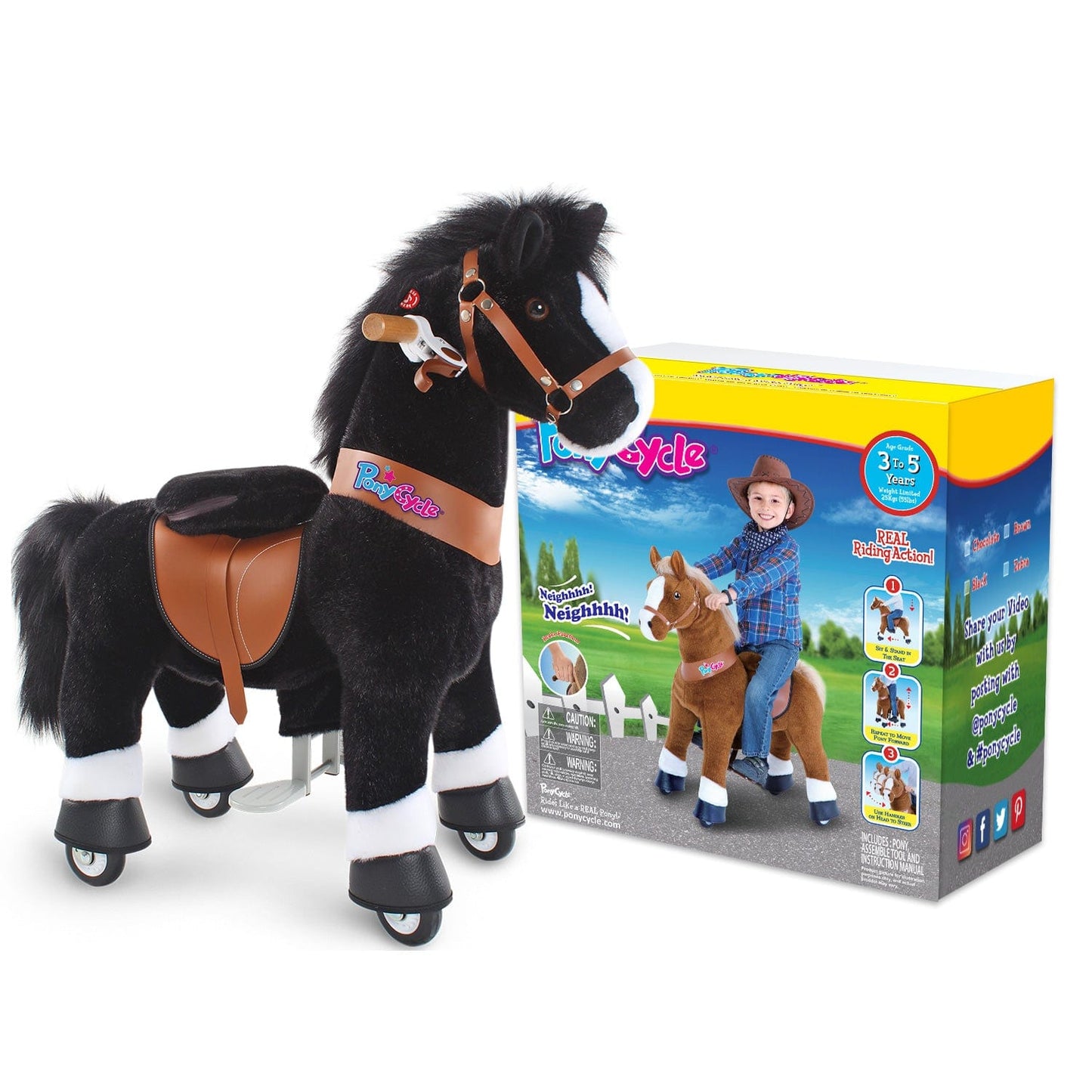 PonyCycle Ride-On Horse Age 3-5 - Black Model U