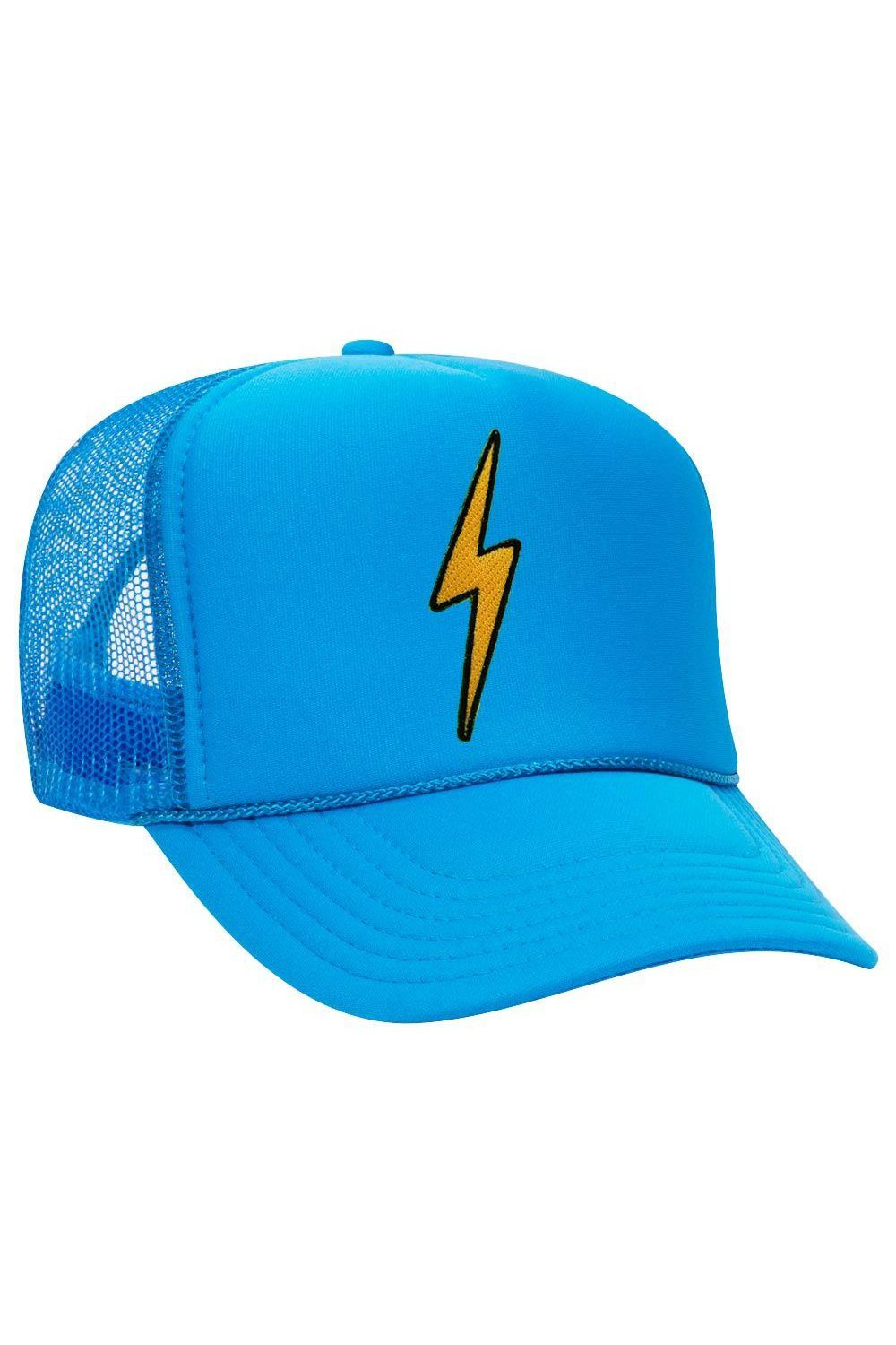 Vintage Bolt Trucker Hat, Neon Blue