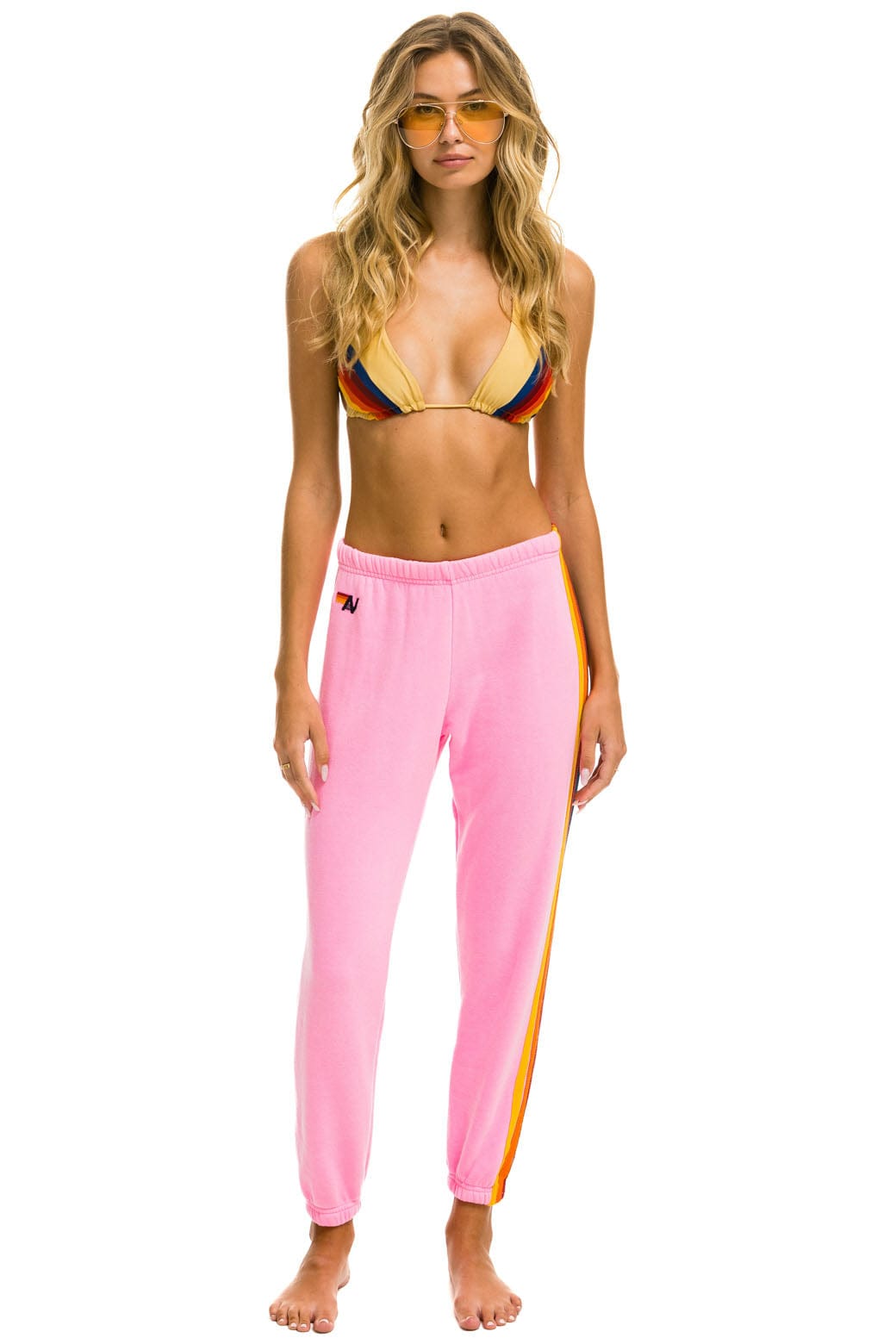 Aviator Nation - 5 Stripe Sweatpants - Neon Pink