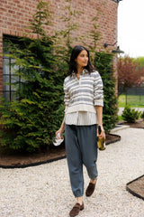 Ximena Stripe Rugby Sweater - Oatmeal / Turbulence Stripe