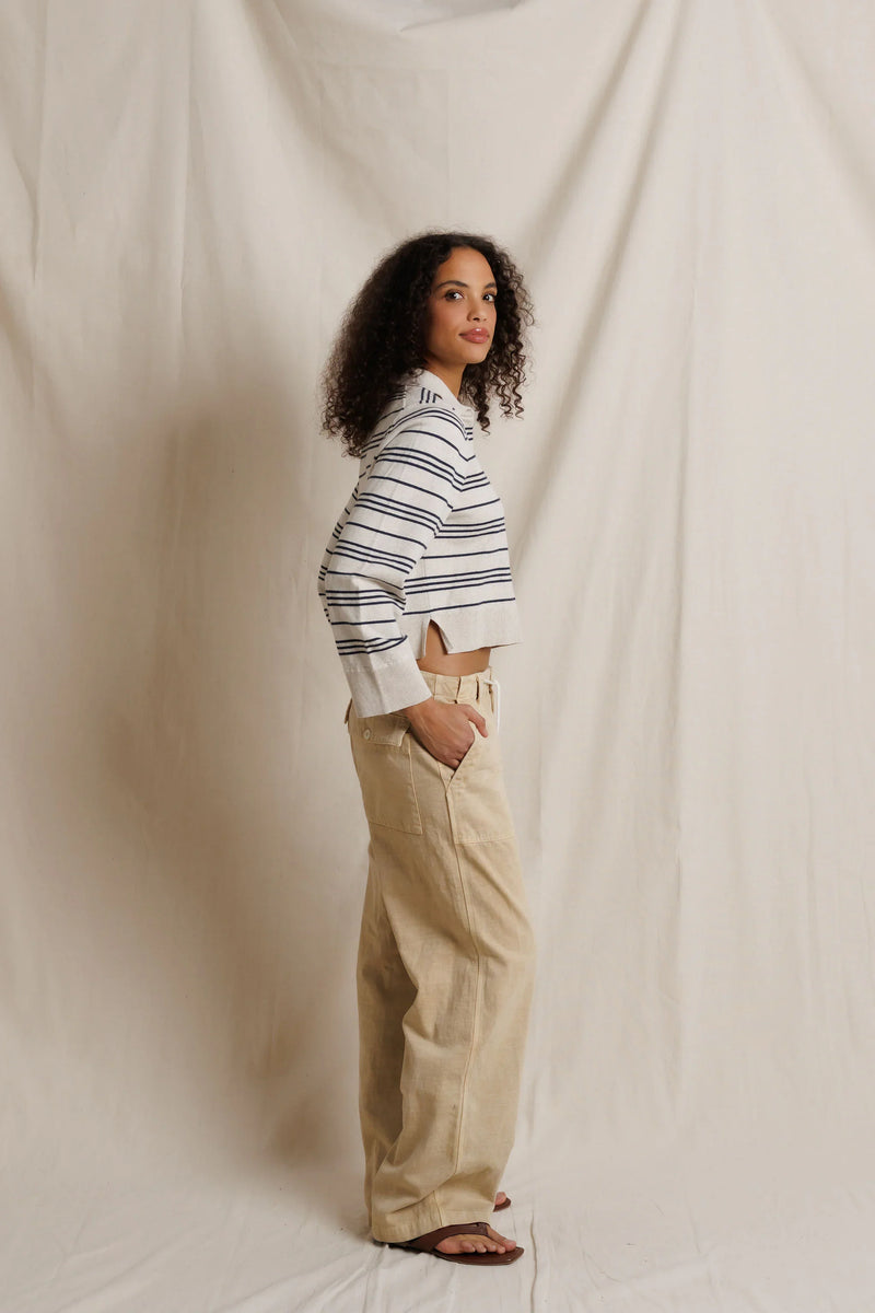 Ximena Stripe Rugby Sweater - Oatmeal / Turbulence Stripe