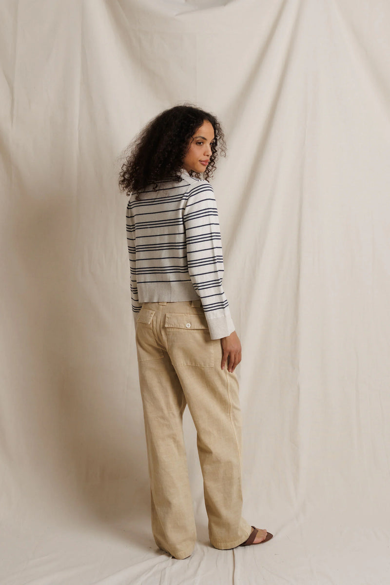 Ximena Stripe Rugby Sweater - Oatmeal / Turbulence Stripe