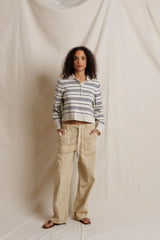 Ximena Stripe Rugby Sweater - Oatmeal / Turbulence Stripe