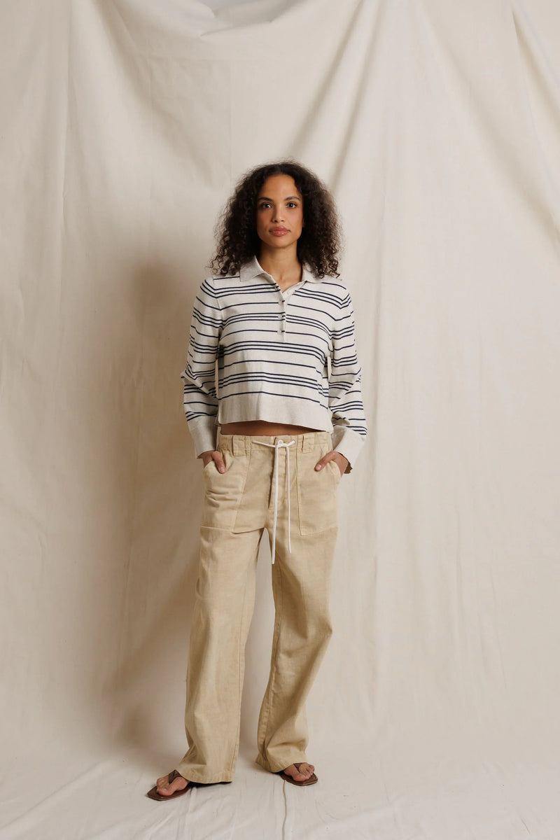 Ximena Stripe Rugby Sweater - Oatmeal / Turbulence Stripe