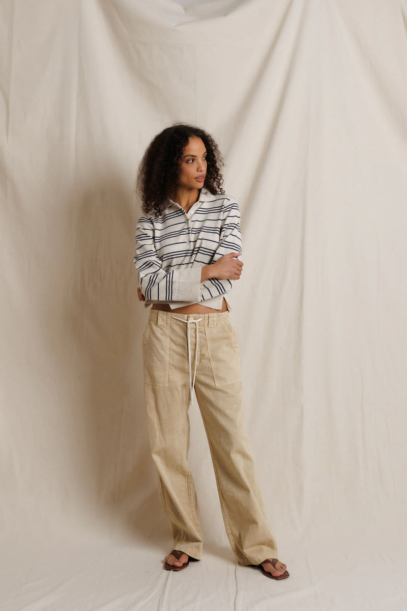 Ximena Stripe Rugby Sweater - Oatmeal / Turbulence Stripe