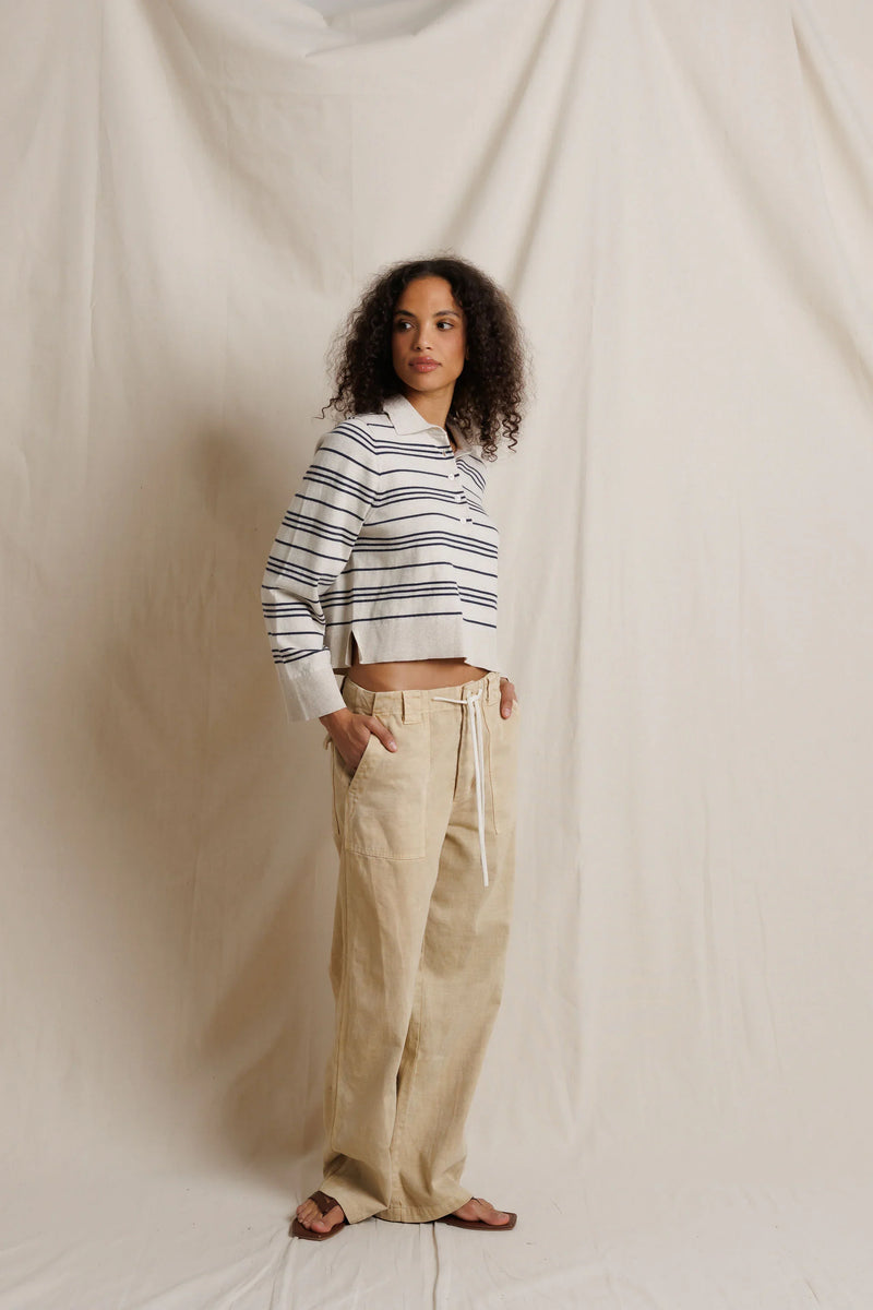 Ximena Stripe Rugby Sweater - Oatmeal / Turbulence Stripe