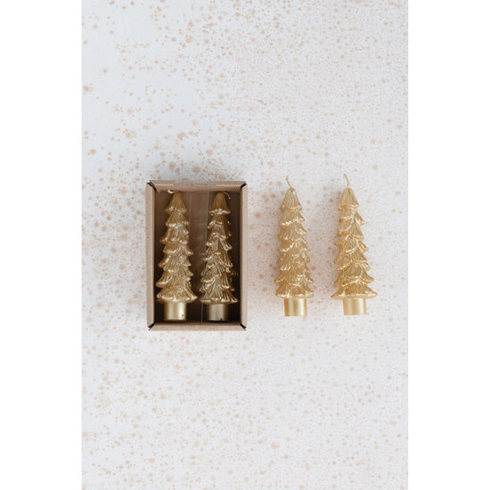 Small Unscented Tree Shaped Taper Candle in Box, Set of 2