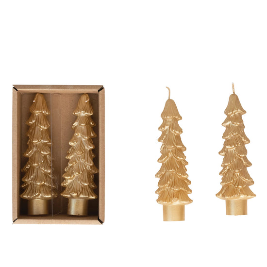 Small Unscented Tree Shaped Taper Candle in Box, Set of 2