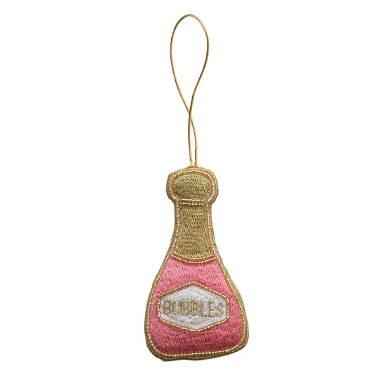 Load image into Gallery viewer, Fabric Champagne Bottle Ornament

