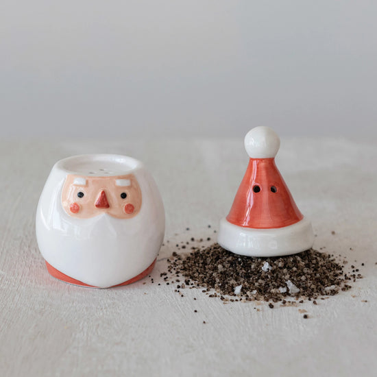 Stoneware Santa Salt & Pepper Shakers