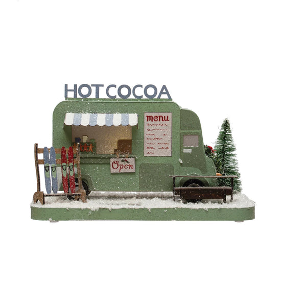 Paper Hot Cocoa Truck in Winter Scene w/ Glitter & LED Light (Batteries Included)