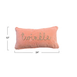 Cotton Velvet Pillow w/ Metallic Gold Thread Embroidered "Twinkle"