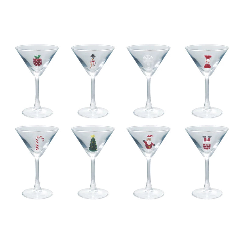 Martini Glass w/ Hand-Blown Holiday Figure