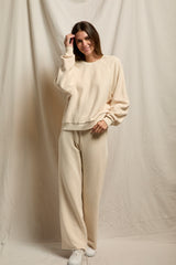 T394-oversized ziggy - inside out fleece long sleeve shrunken crewneck sweatshirt