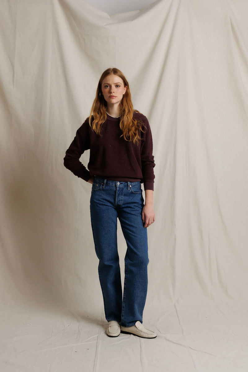 Ziggy Reverse Fleece Crew Neck Sweatshirt - Cherry Laquer