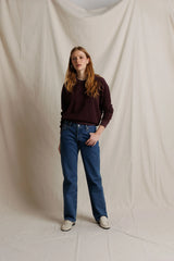 Ziggy Reverse Fleece Crew Neck Sweatshirt - Cherry Laquer