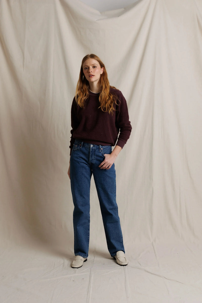 Ziggy Reverse Fleece Crew Neck Sweatshirt - Cherry Laquer