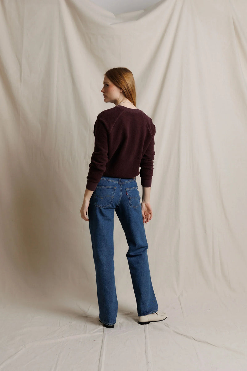 Ziggy Reverse Fleece Crew Neck Sweatshirt - Cherry Laquer