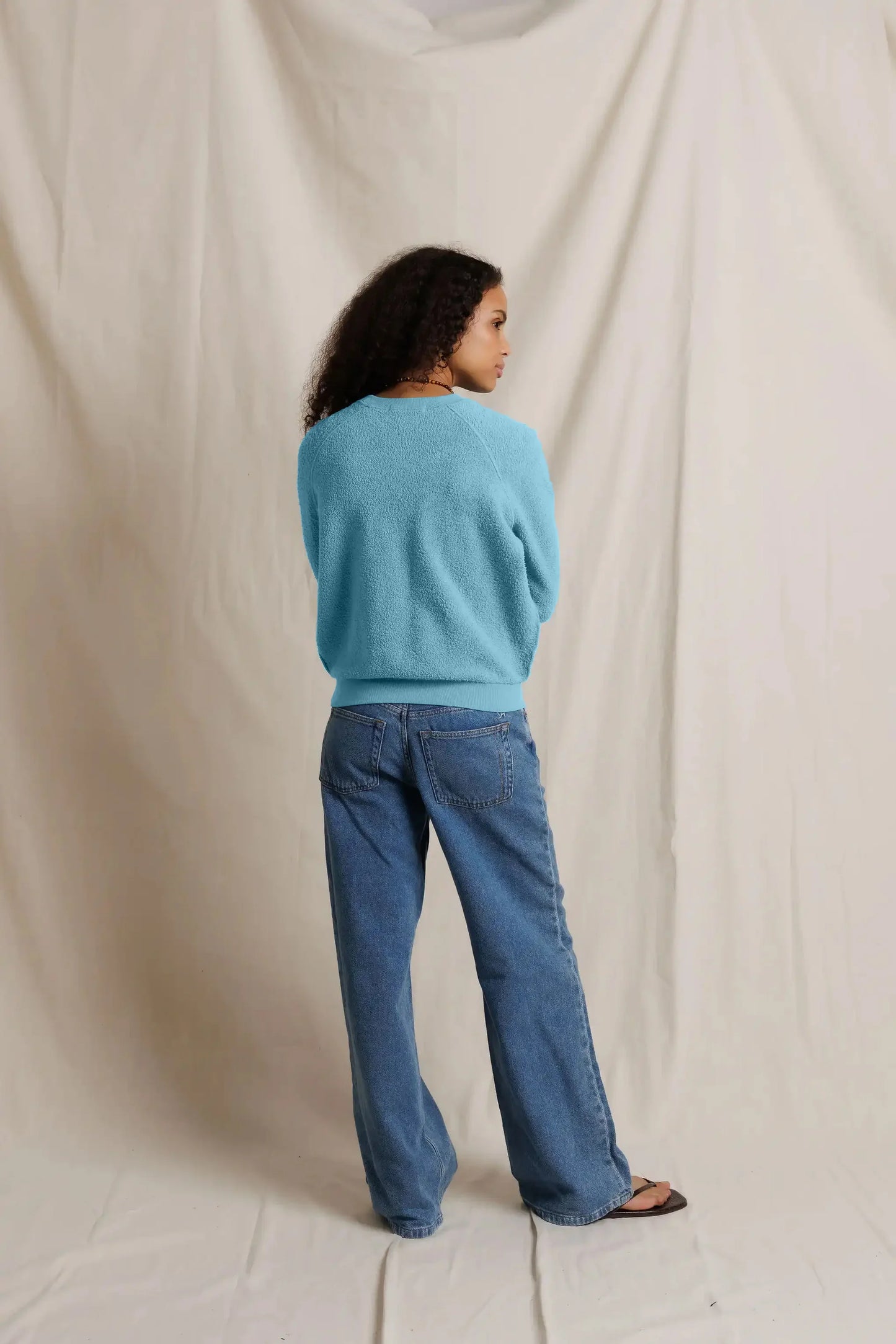 PerfectWhiteTee - Ziggy Reverse Fleece Crew Neck Sweatshirt - Milky Blue