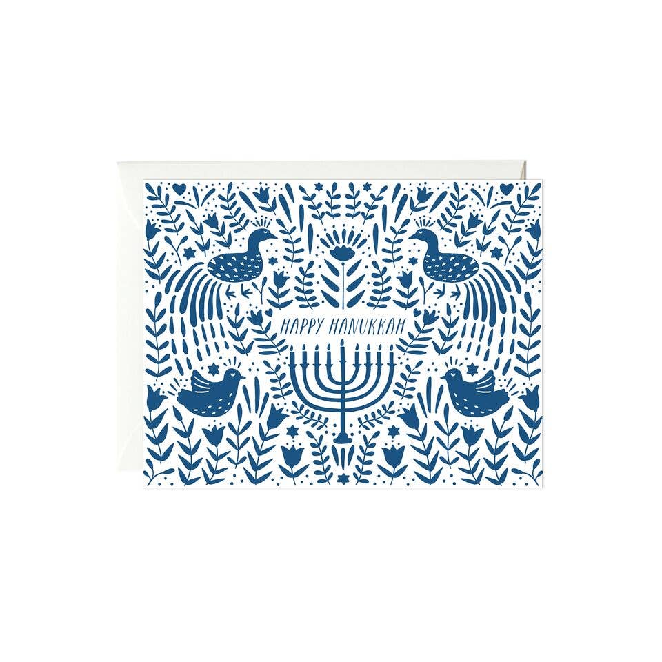 Blue Hanukkah Scene Card  Individual Card
