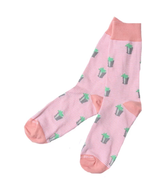 Load image into Gallery viewer, Coral Stripe Mint Julep Socks
