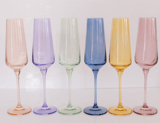 Estelle Champagne Flute Multi Colored Glasses -  Set of 6