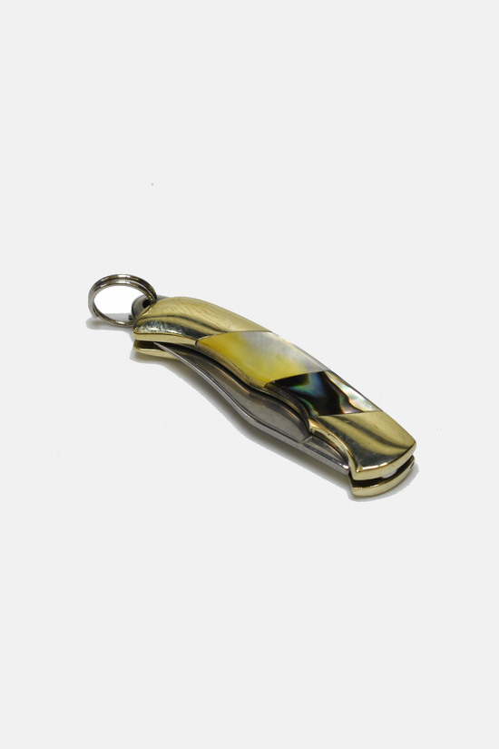 Mini Inlay Folding Knife, Yellow Pearl + Abalone