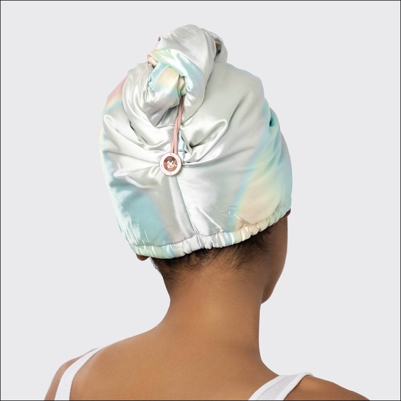 Satin-Wrapped Microfiber Hair Towel - Aura