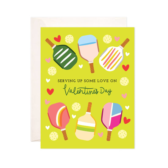 Pickleball Valentine Greeting Card - Valentine's Day Card: Single Card