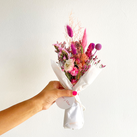 Chic Dried Flower Mini Bouquet, Pink Ombre