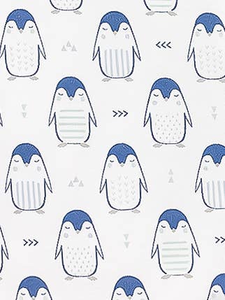 White Printed Penguins Pima Cotton Sleepi