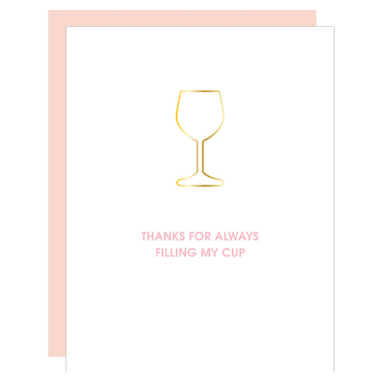 Filling My Cup Wine Glass Paper Clip Letterpress Card