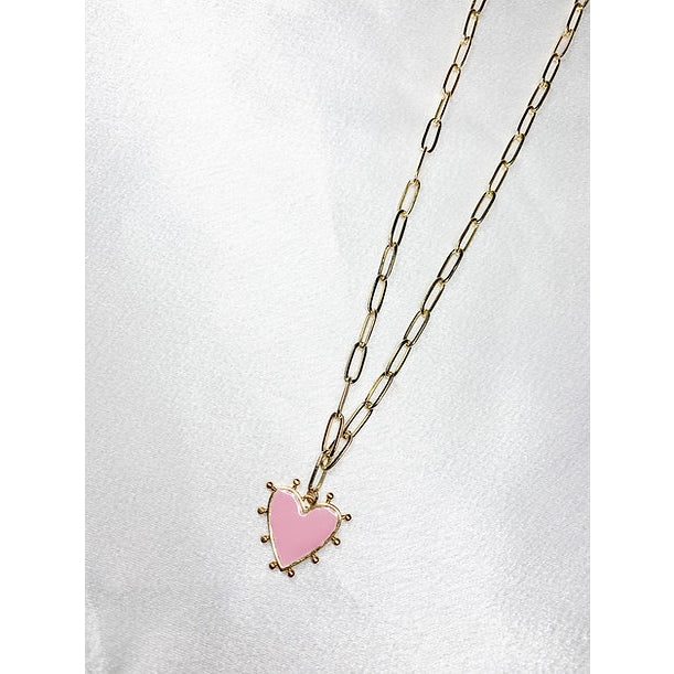 Paper Clip Pink Studded Heart