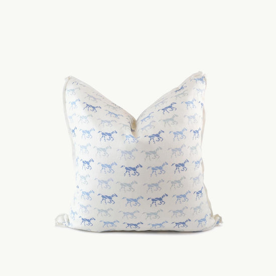 Kentucky Derby Horses Square Pillow Blue 