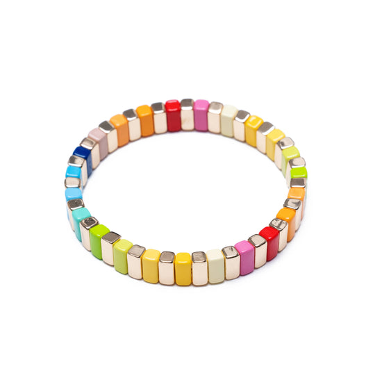 Load image into Gallery viewer, Golden Rainbow Tile Bracelet
